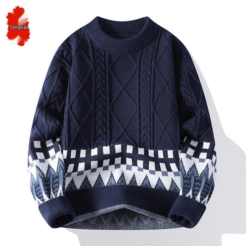 

Men s Jacquard Round Neck Pullover Sweater 3XL