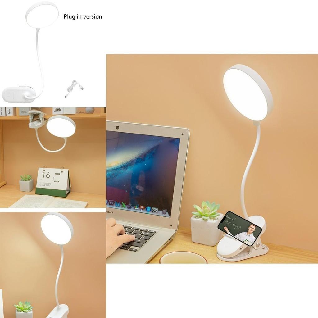 Moderne einfache Studentenwohnheim LED wiederaufladbare Klemm-Schreibtischlampe Weiß Touch-Schalter Augenschutzlampe