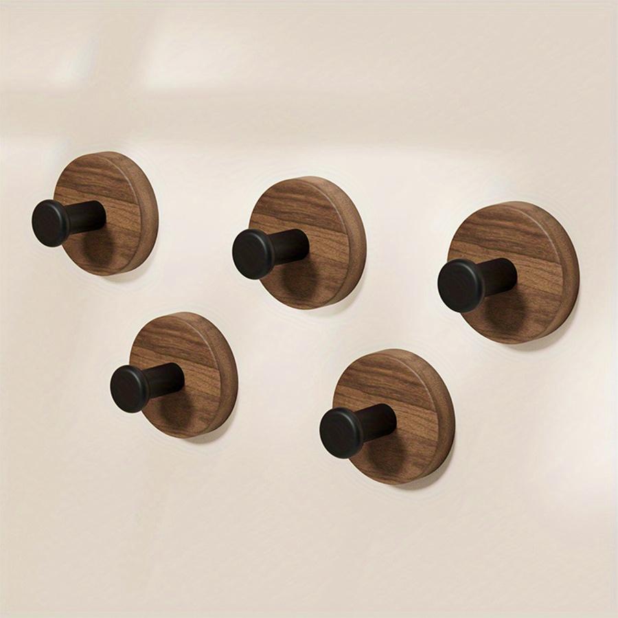 Self-sticking Pure Wooden Hook In Walnut Color for Keys, a Decorative Towel Hanging Hook, Door Hanger, Wall-mounted Coat Rack