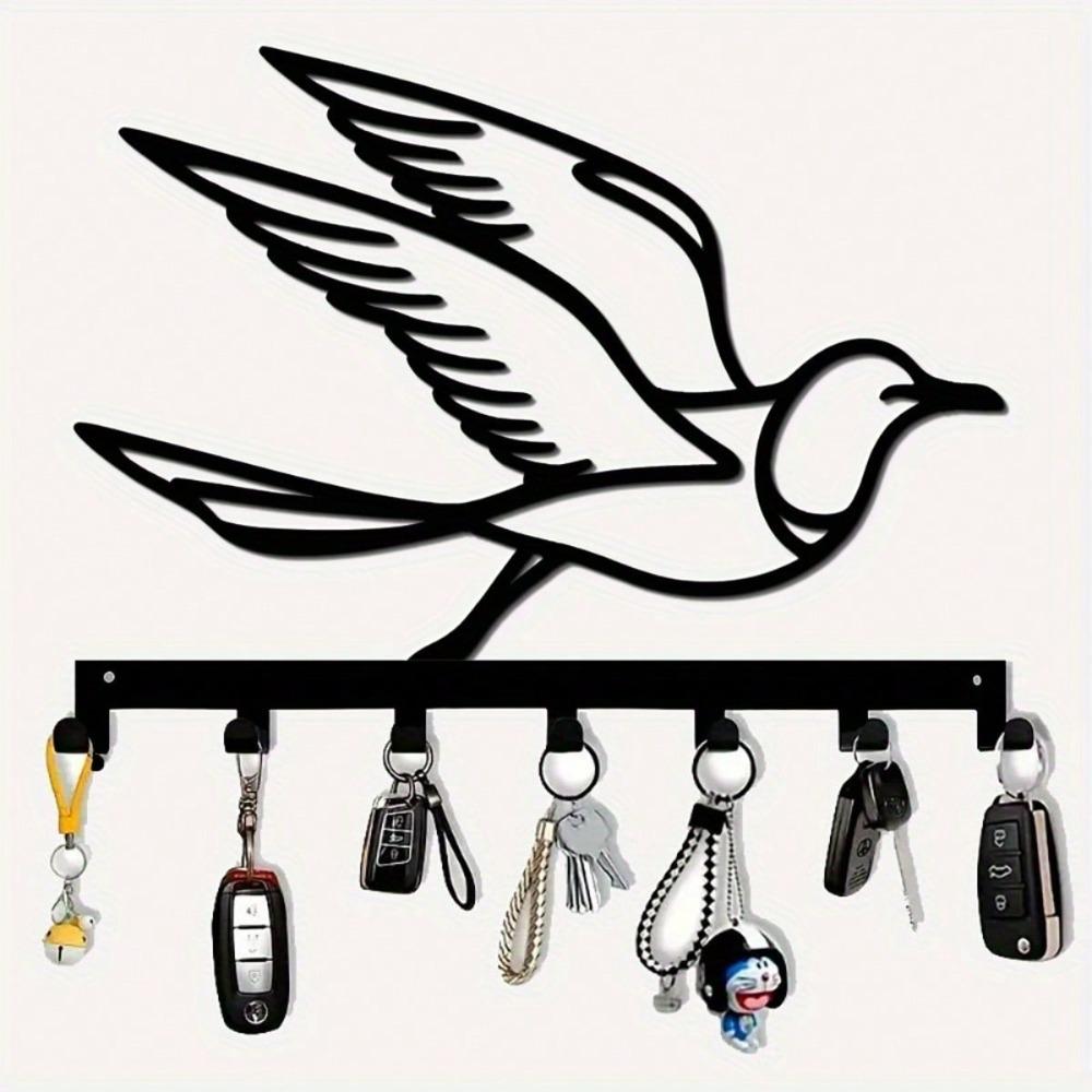 Bird Design Key Hanger 7 Hook Wall Mounted Organizer Rustproof Durable Home Decor