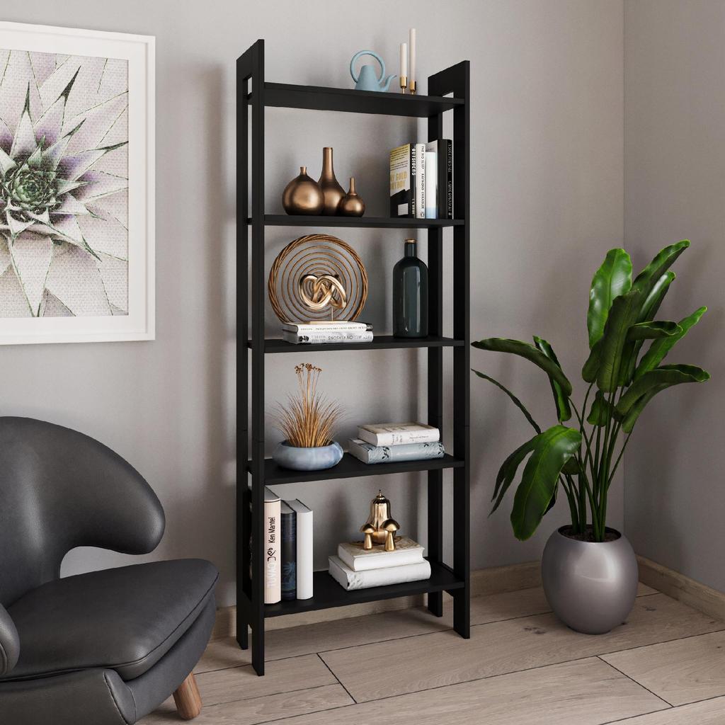 Ladder Shelf for Living Room 5 Shelves 165x62 Black