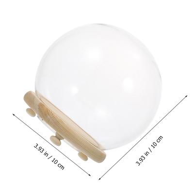 Clear Glass Dome Preserved Flower Display Cover Wood Base Decorative Glass Cover for Party Home Shop Adornment