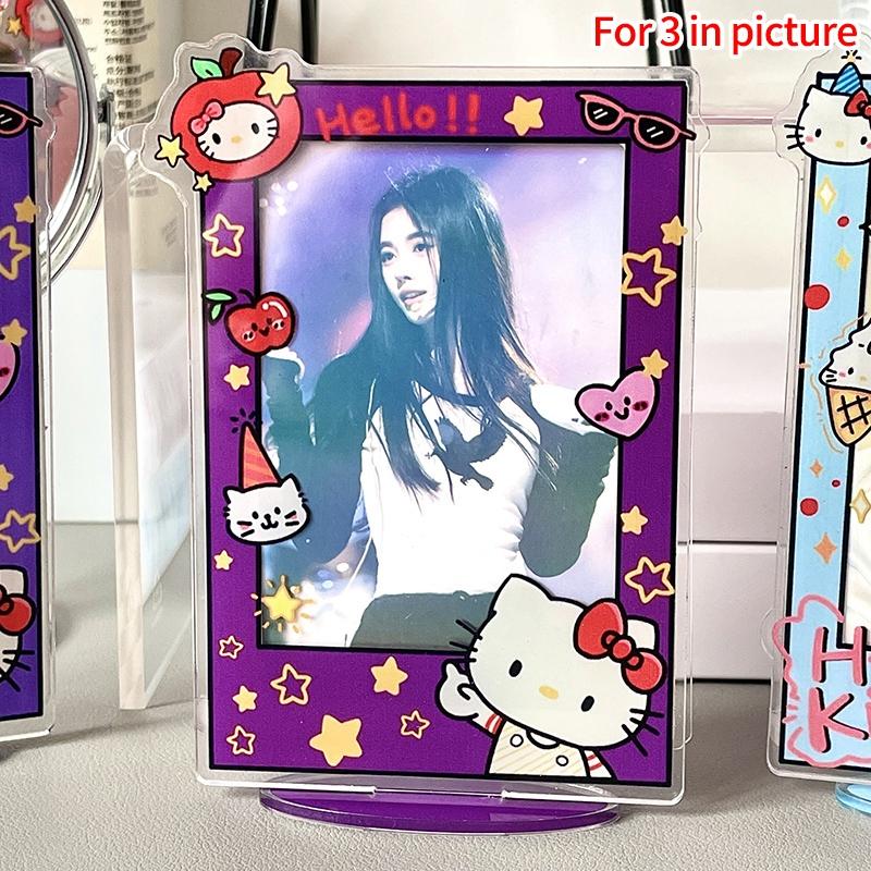 3inch Photocard Holder Hello Kitty Photo Binder Acrylic Photo Display Stand Desktop Ornament Home Decoration Photo Protector