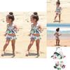 Charmantes 2-teiliges Mädchen-Bikini-Set mit Rüschen und Blumenmuster, mit entzückendem Flamingo-Design