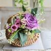 Weidenrattan Blumenmädchenkörbe Gelb Stabile Blumenarrangement-Körbe Geflochtene Körbe Picknick-Behälter Korb Halbmondkörbe