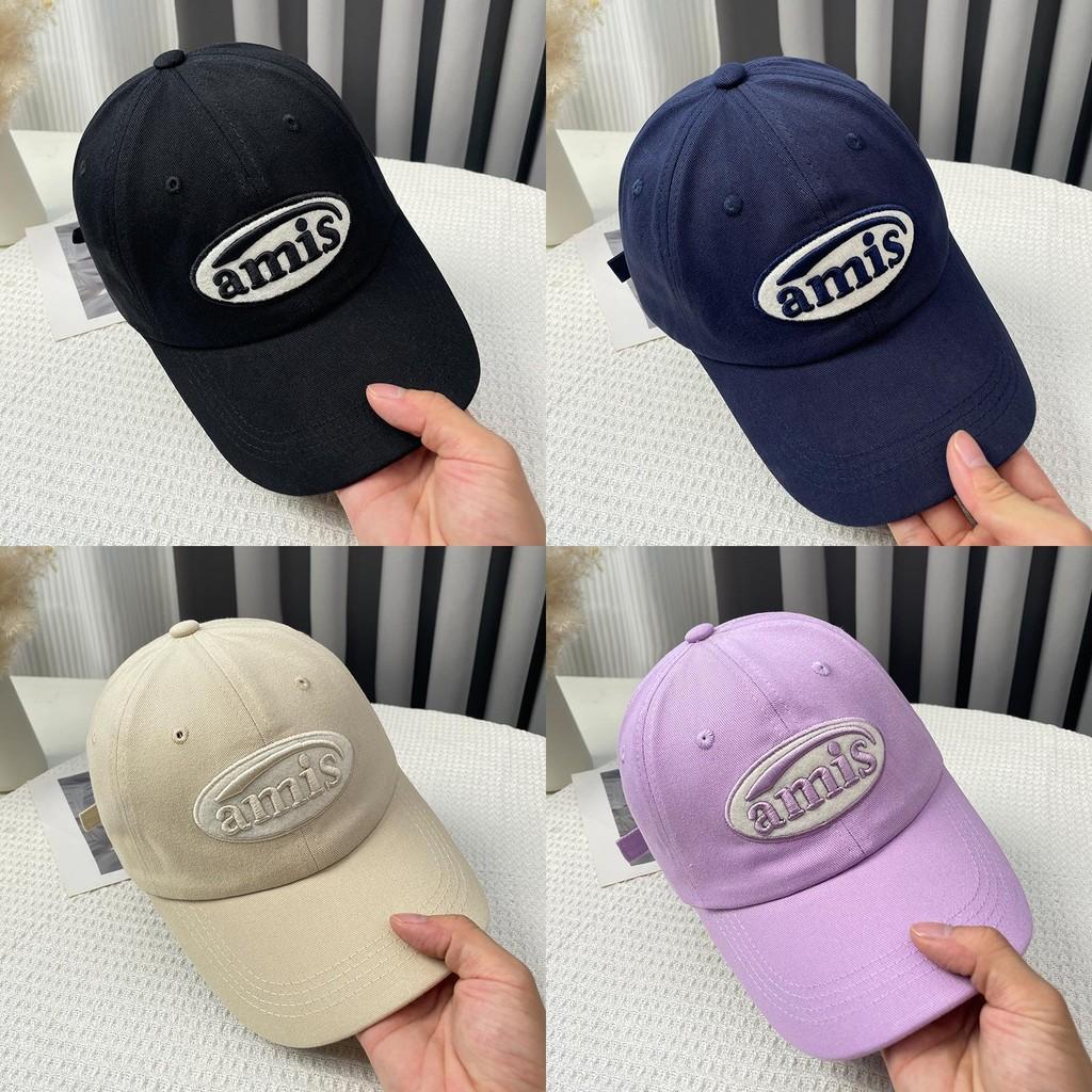 Hat Peaked Red Baseball Cap Amis Letter Pattern Soft Top Breathable Adjustable