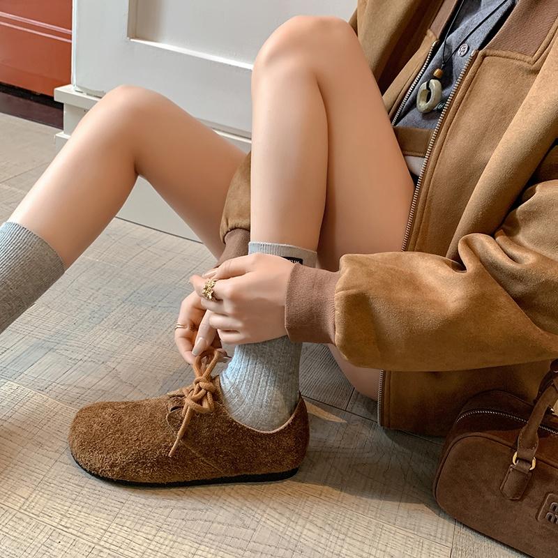 Modetraining Kuhveloursleder Schnürschuhe Damen 2025 Herbst Neue Damen Sneaker Ballerinas Retro Komfort Täglich Lässig Sportschuhe Große Größe