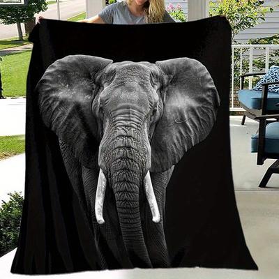 Ultra-Soft Elephant Print Flannel Blanket, Perfect for Sofa, Bed, Office & Travel, Cozy All-Season Gift