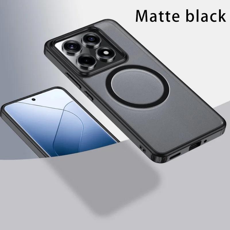 

Магнитный чехол для беспроводной зарядки Magsafe для Xiaomi 14T Pro Mi 14T 14 T Pro Противоударный матовый акриловый бампер для Xiaomi 14Tpro 13T 14ultra For Xiaomi 14T чёрный