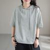 Camiseta Oversize Mujer Verano con Capucha Manga Media Camiseta Estilo Coreano Tops Sueltos 98% Algodón Diseño de Moda Camiseta Lisa Top Y2k