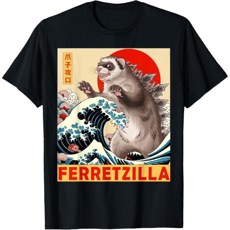 

Ferret Japanese Art Funny Ferret Gifts For Men Women Kids T-Shirt S