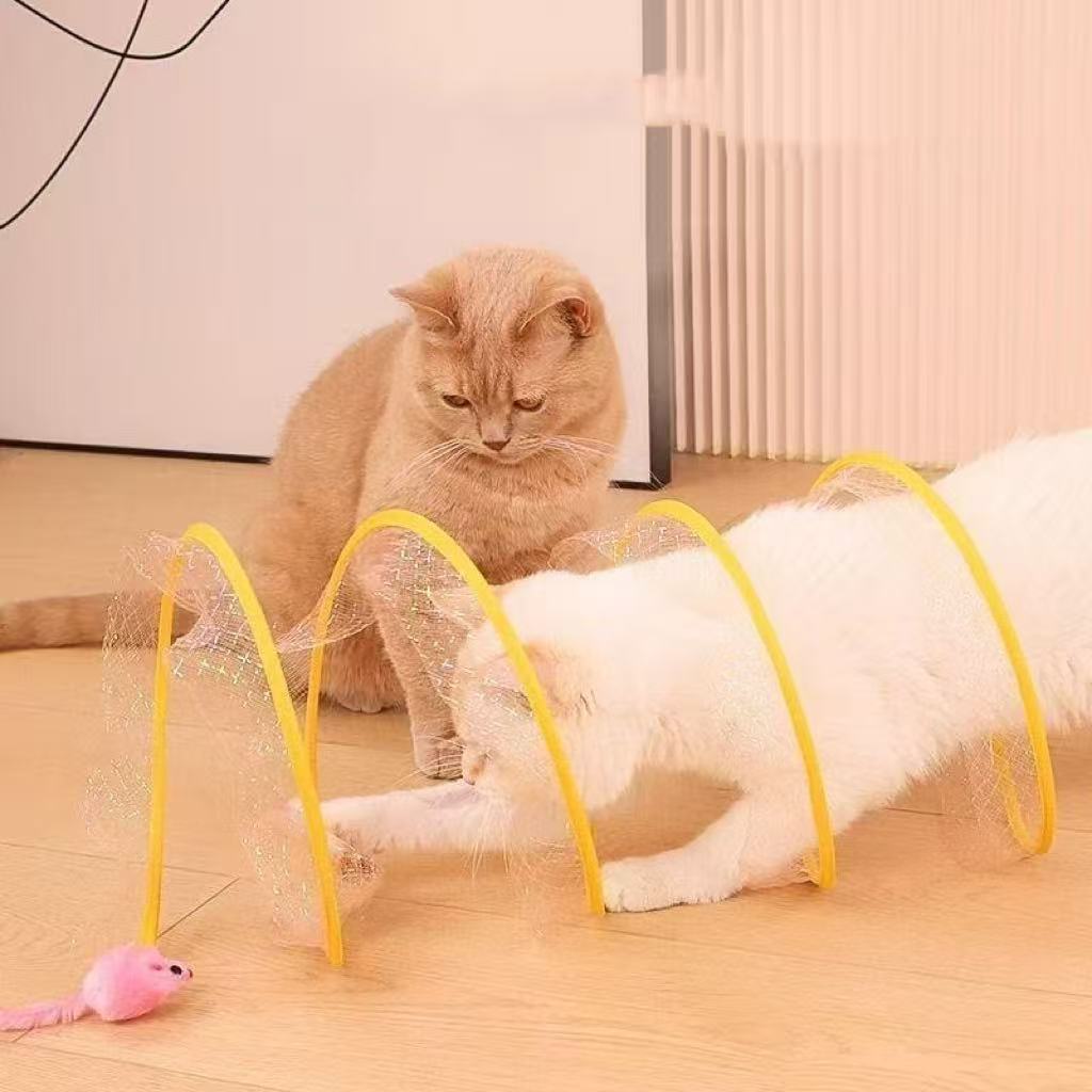 Cat Tunnel For Indoor Cats Collapsible Toy Coil Spiral Colorful Springs Cat Pet Crinkle Tunnels For Indoor Pet Supplies