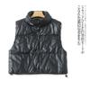 PU Leather Cotton Vest Winter New Arrival Foreign Trade Women's Clothing Stand Collar Single Breasted Thermal Cotton-Padded Clothes Short Vest 27362