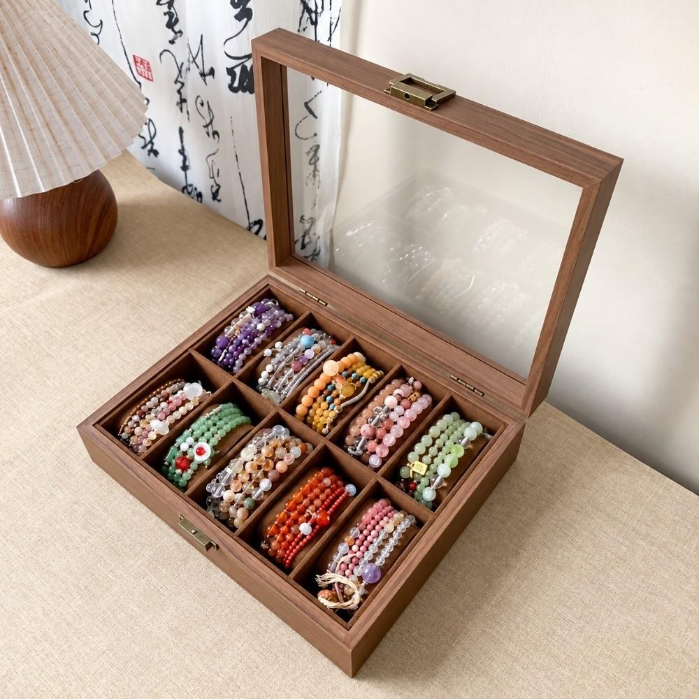 Wooden Bead Bracelet Storage Box Large Capacity Bracelet Display Case Ring Watch