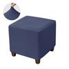 New Solid Color Jacquard Ottoman Cover Elastic T-Shape Square Stool Cover Soft Velvet Footstool Case Home Decor