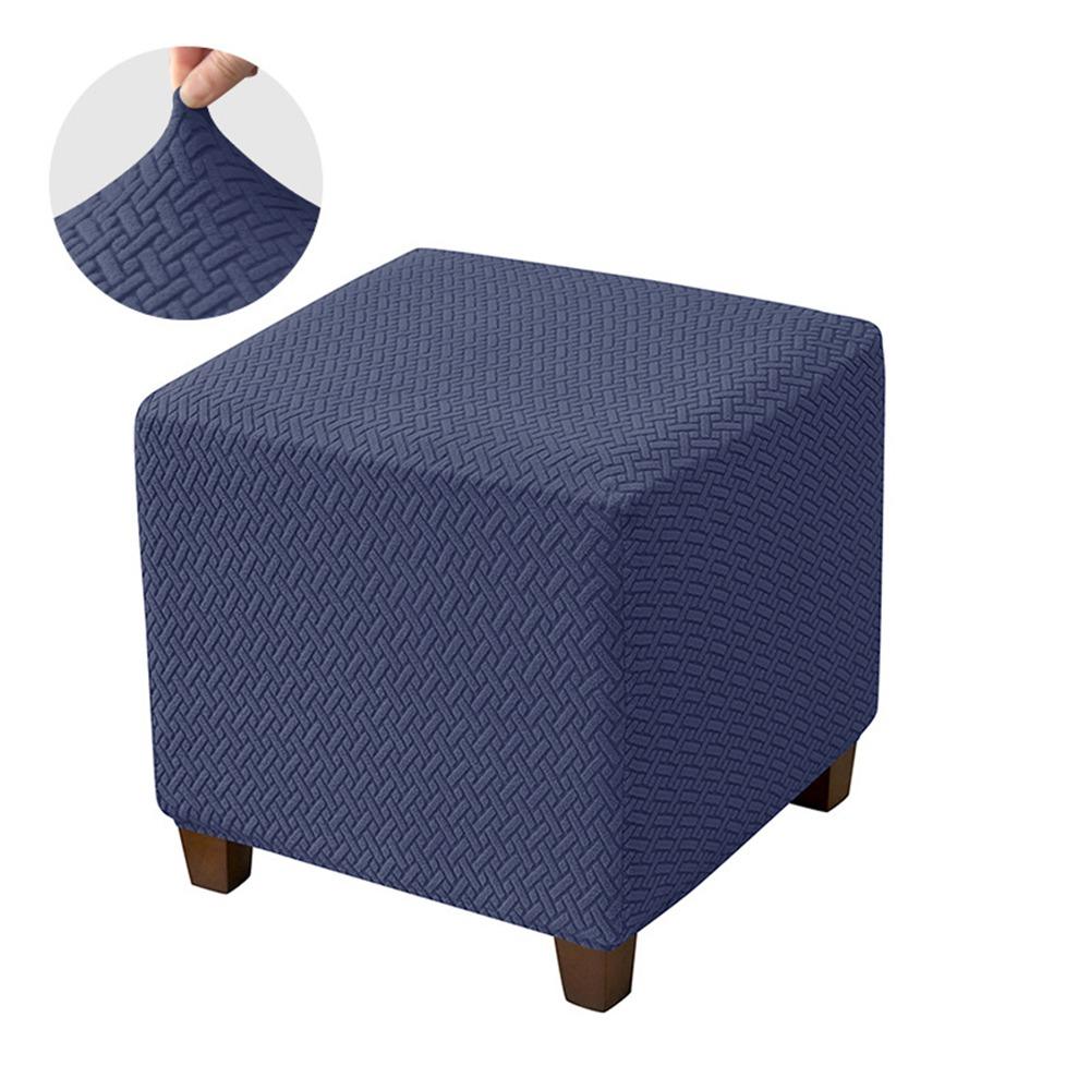 New Solid Color Jacquard Ottoman Cover Elastic T-Shape Square Stool Cover Soft Velvet Footstool Case Home Decor