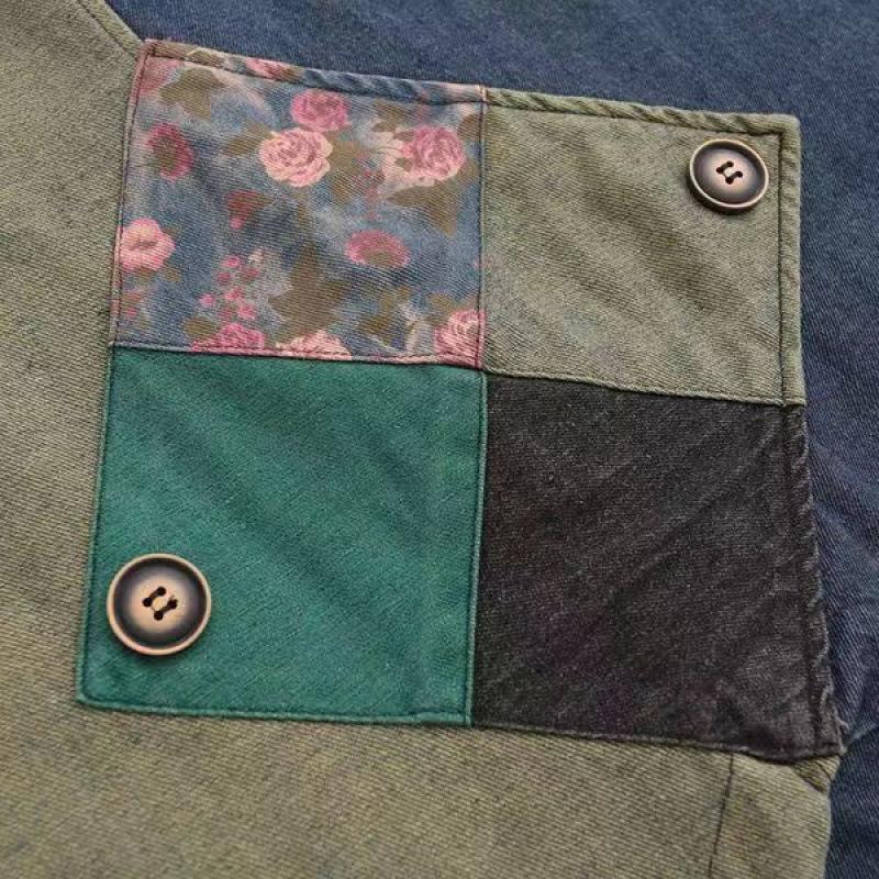 Jeansweste Damen Kapuzenärmellose Jacke Frühling Sommer Femme Koreanisch Vintage Bedruckt Patchwork Denim Weste