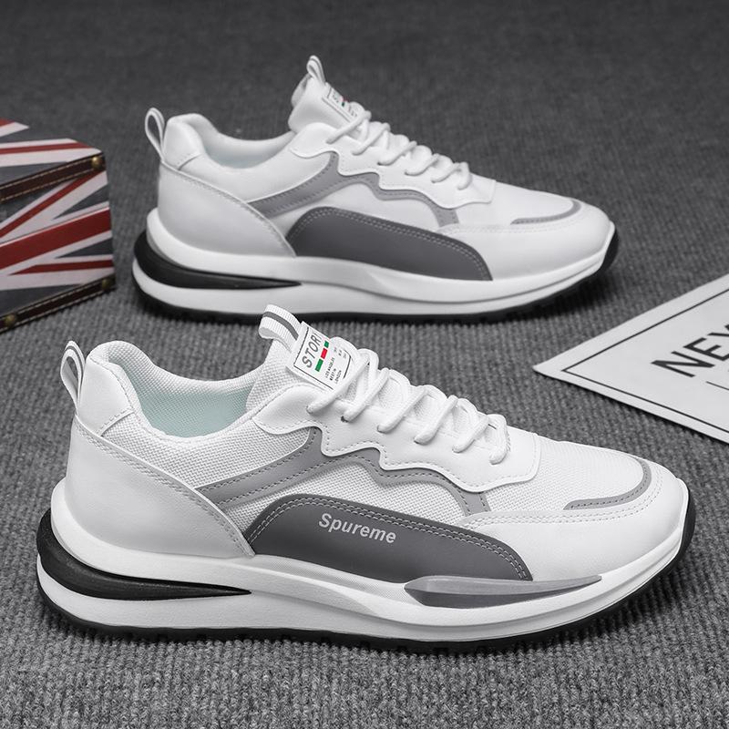 Summer Breathable Men's Shoes New Men's Mesh Sports Leisure Running Student Little White Dad High Tide Shoes