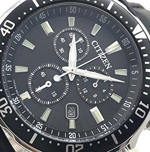 Citizen Eco-Drive Chronograph Solar Watch VO10-6771F BK Genuine Leather Strap Rotating Bezel Black Base Model