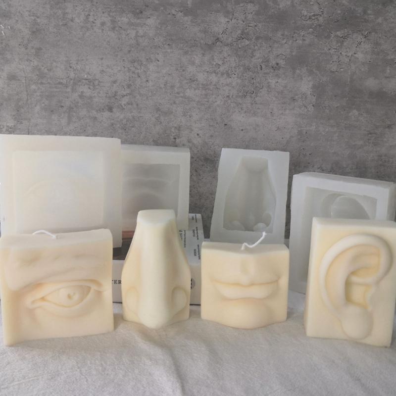 3D DIY Mould Ear Mouth Eye Nose Professional Candle Mold Silicone Flexible Plaster Wax Soap Making Craft Decorating Tool