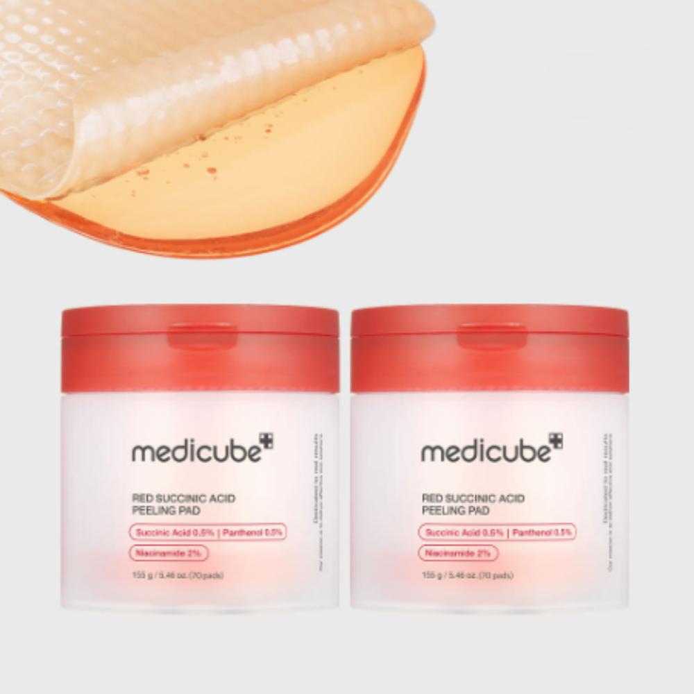 Тонер-пэды Medicube Red с сукциновой кислотой 70 шт. × 2 Отшелушивающие и для ухода за проблемной кожей