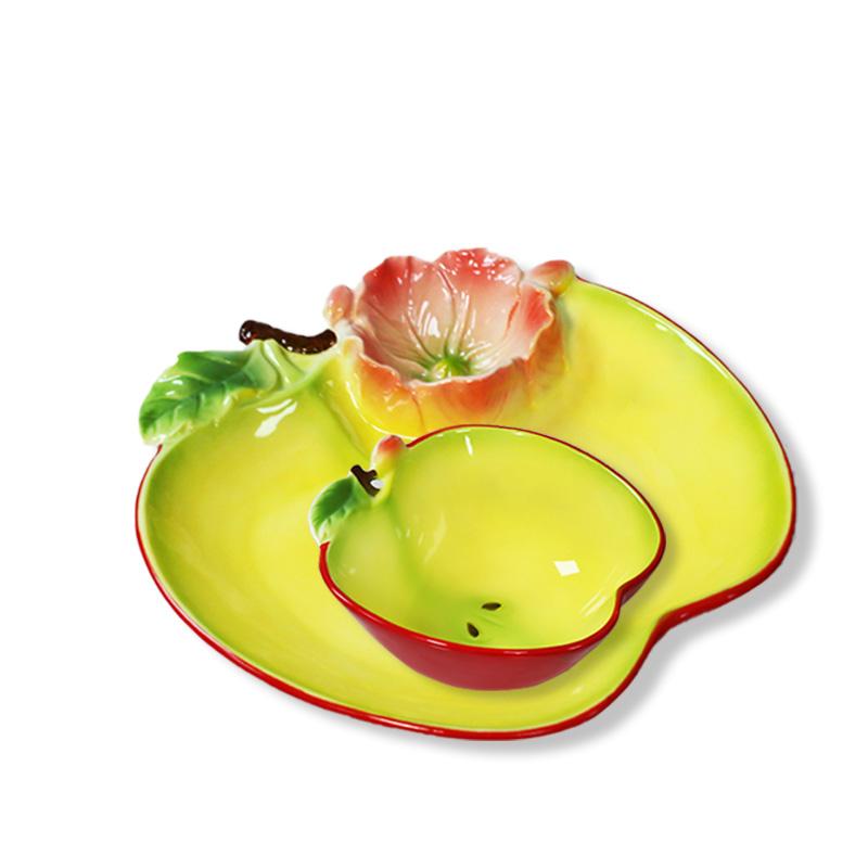 Creative Apple Shaped Plate Ceramic Fruit Plate Dumpling Plates Dessert Bowl Salad Bowl Pasta Dish Sashimi Plates Dim Sum Dish