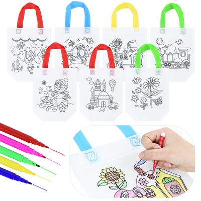 DIY Graffiti Bags with Coloring Marker Painting Kids Arts Crafts Birthday Party Favors Felt Gift Bags Color Filling Drawing Toys