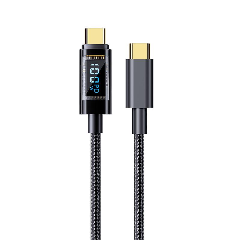 100W Transparent Digital Display Fast Charging Cable, 30W for Apple 14, 66W Type-C Universal Charger