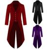 Men Solid Color Retro Gothic Button Tailcoat Tuxedo Party Halloween Costume