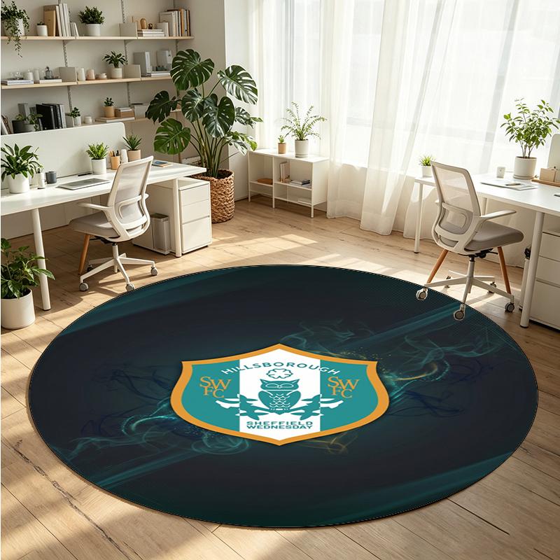 Sheffield Wednesday Printed Round Crystal Velvet Rug Soft Non Slip Floor Carpet For Bedroom Holiday Gift