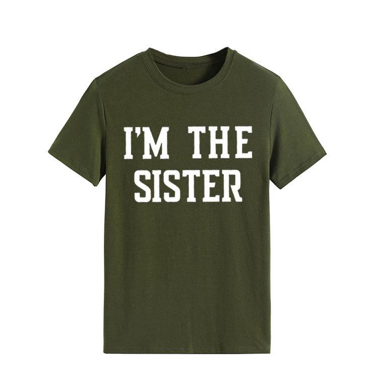 "I'M THE SISTER" Letter Print Women's Short-Sleeve T-Shirt - European & US Style Cross-Border Fashion.