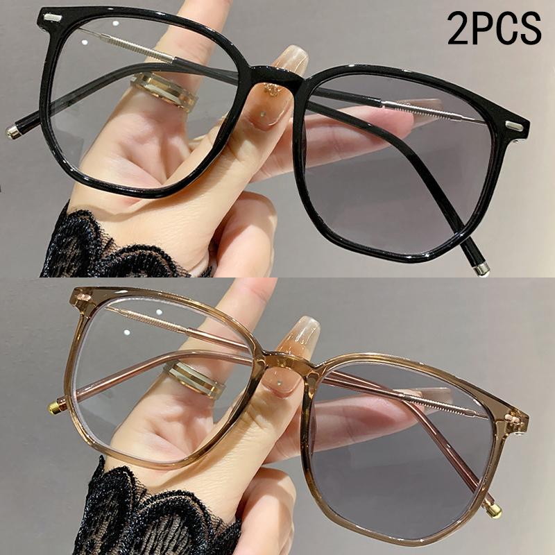 

2/3 шт светочувствительные цветные очки для близорукости с ретро-полигональным дизайном и функцией защиты от синего света.2982 -2.5