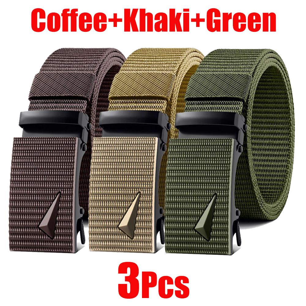 Newest Automatic Metal Buckle Tactical Belt Men's Canvas Military Belt Casual Golf Outdoor Training Pants Workwear Waist Belt