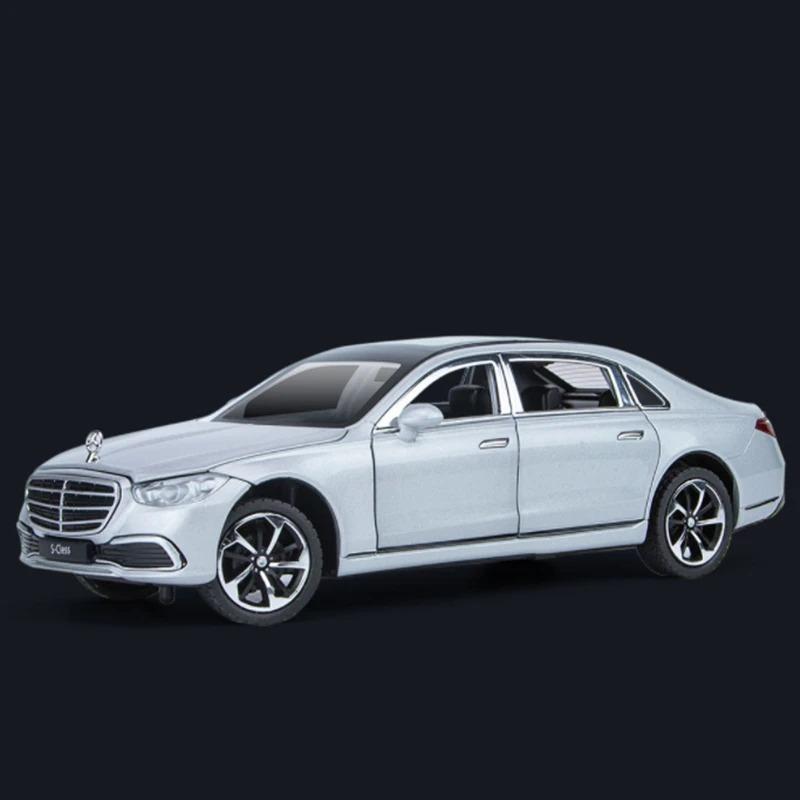 

1/24 Benz Maybach S400 Alloy Luxy Модель автомобіля Diecast Metal Іграшкові моделі автомобілів Моделювання звуку та світла Колекція Дитячий подарунок срібний