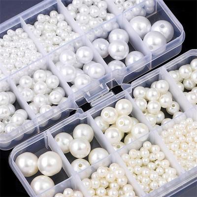 1set/bag Synthetic Round Beads DIY Handmade Earrings Homemade Bracelet Beaded Hair Accessories Loose Bead Box