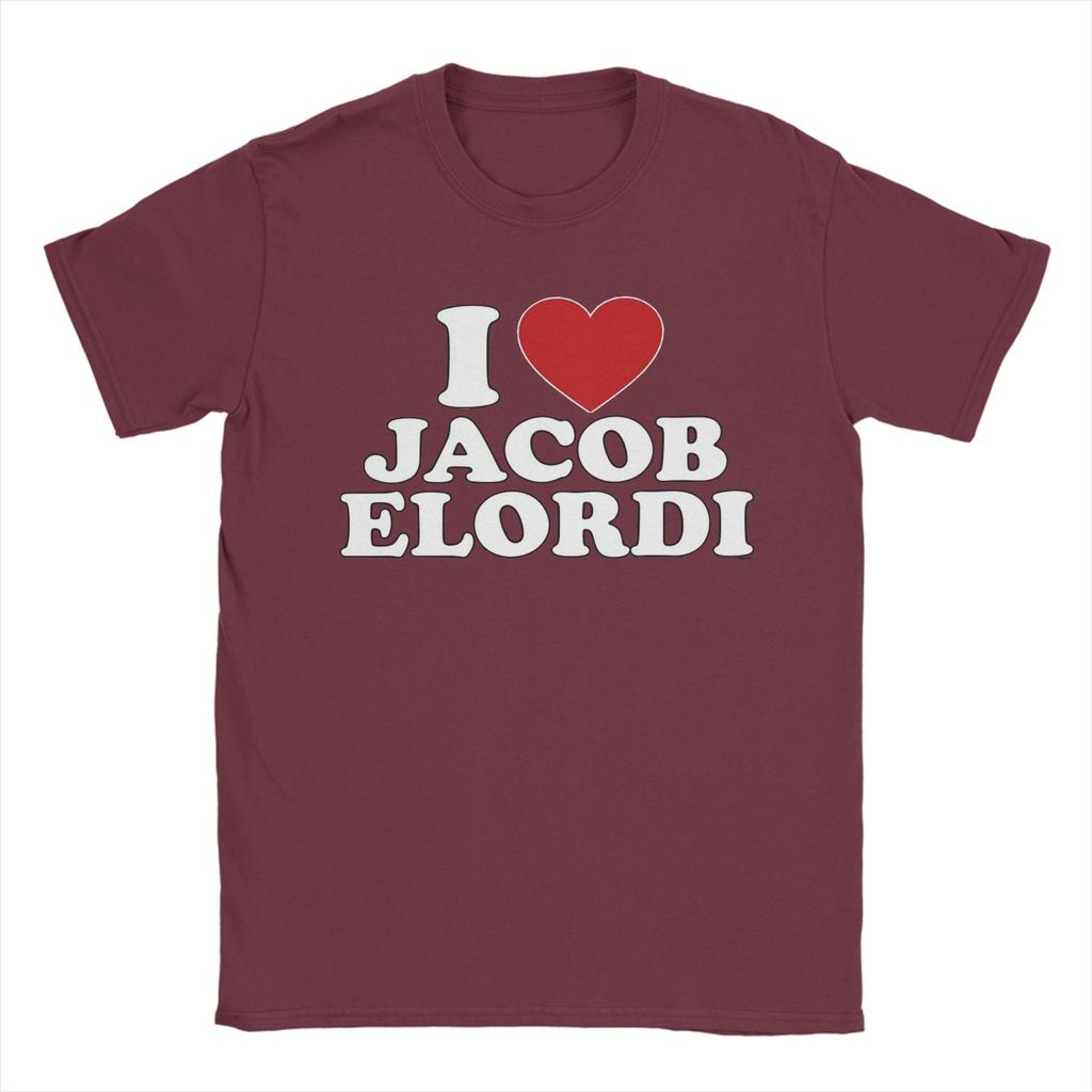 I Love Jacob Elordi Unisex S T Shirt Vintage Tees Short Sleeve Round Neck TShirt Cotton Printing Clothing