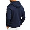 Men's Solid Zip‑Up Hooded Sweatshirt Casual Drawstring Hoodie Jacket Long Sleeve Arm Pocket Sports Outerwear for Male