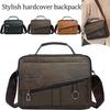 Compact Men's Leather Briefcase Lightweight Shoulder Bag with Adjustable Strap Ideal for Travel, Work, and Daily Commute
