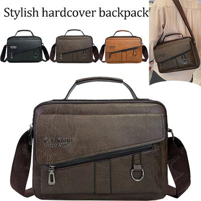 Compact Men's Leather Briefcase Lightweight Shoulder Bag with Adjustable Strap Ideal for Travel, Work, and Daily Commute