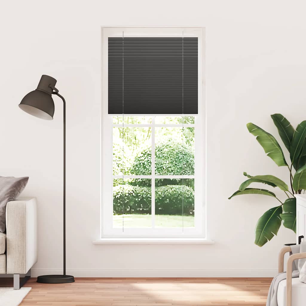 Black Pleated Roller Blind 90X200 Cm Fabric Width 89.4 Cm