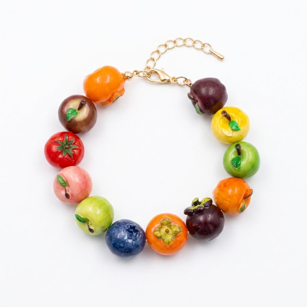 Resin Beads Bracelet Beaded Summer Bohemian Jewelry Simulation Fruit Bracelet Vacation Accessories