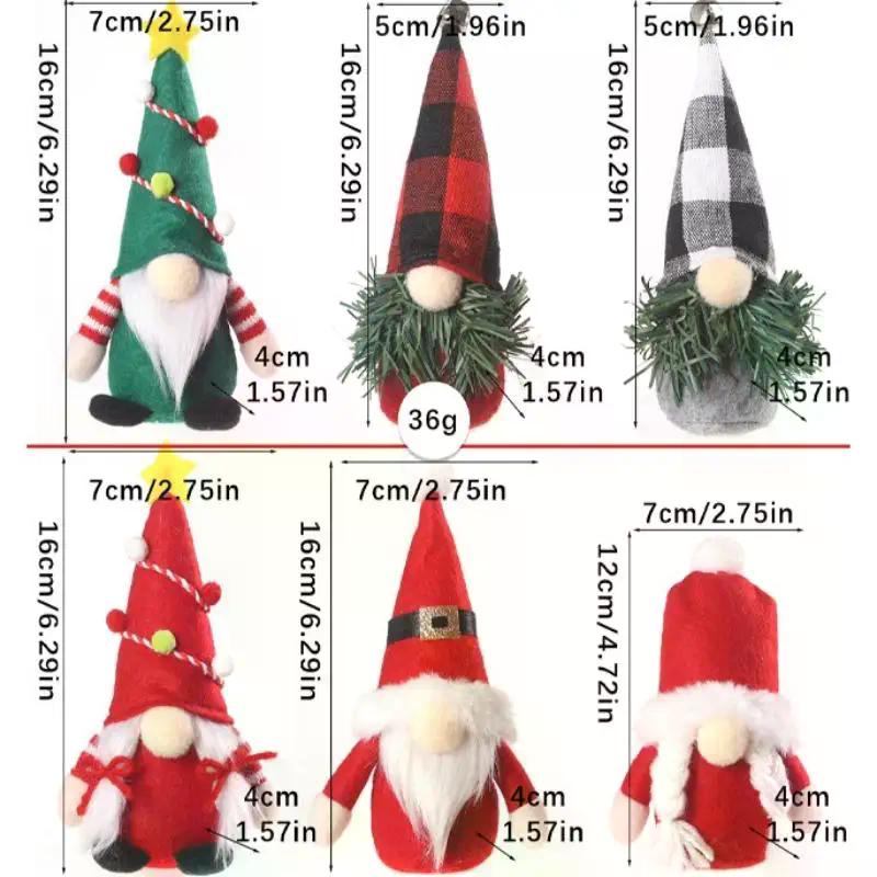 Christmas Festival Faceless Dwarf Doll Ornaments Red Grey And Green Dolls Window Decoration Props