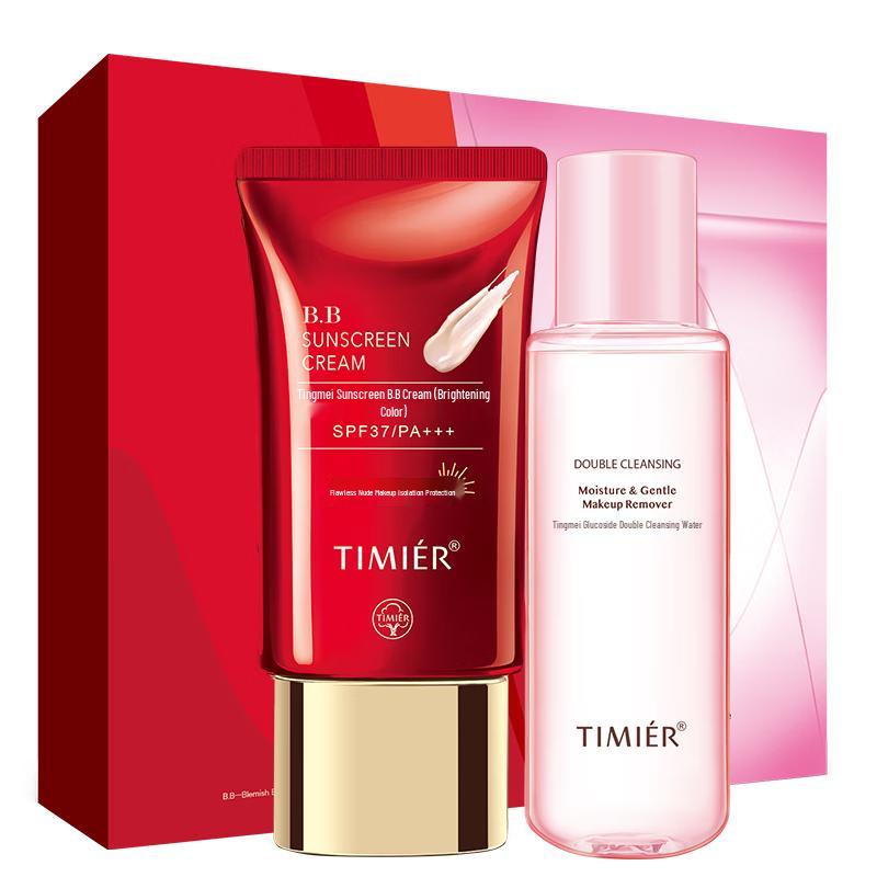 TIMIER Sunscreen Red BB Cream & Makeup Remover Combo