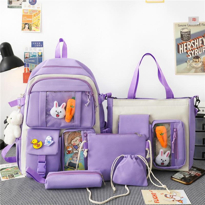 5 PCS Backpack for Middle and High School Students, Lightweight Backpack for Elementary School Students, Women's Large Capacity Backpack, Textbook Bag