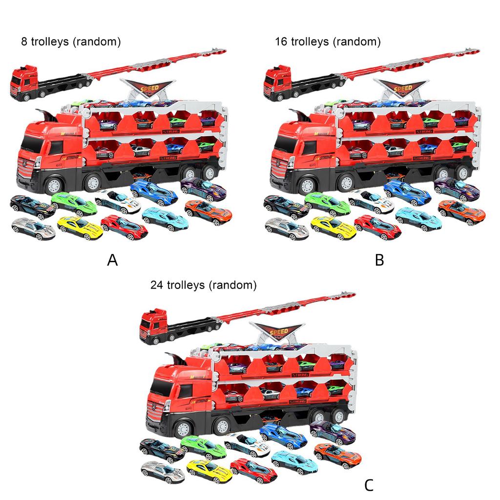 Car Toys Set Push Educational Around Play Funny Transport Truck with 8 Alloy Car Toys for Boys Girls