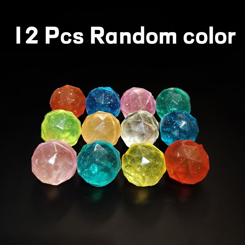 6 /12 Pcs Bouncy Ball Toy Colored Bouncing Ball Rubber Outdoor Toys Kids Sport Games Diamond Elastic Juggling Jumping Balls