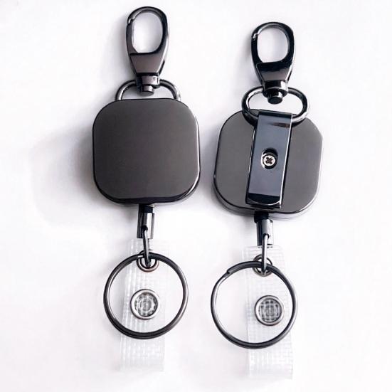 Retractable Lock Heavy-Duty Keychain with Smooth Retractable Reel Mechanism Adjustable Wire Rope Length Belt Clip Badge Holder