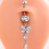 Anneaux de nombril en cristal mode Acier inoxydable Long pendentif Papillon Anneau de nombril à pendant Accessoires de bijoux corporels