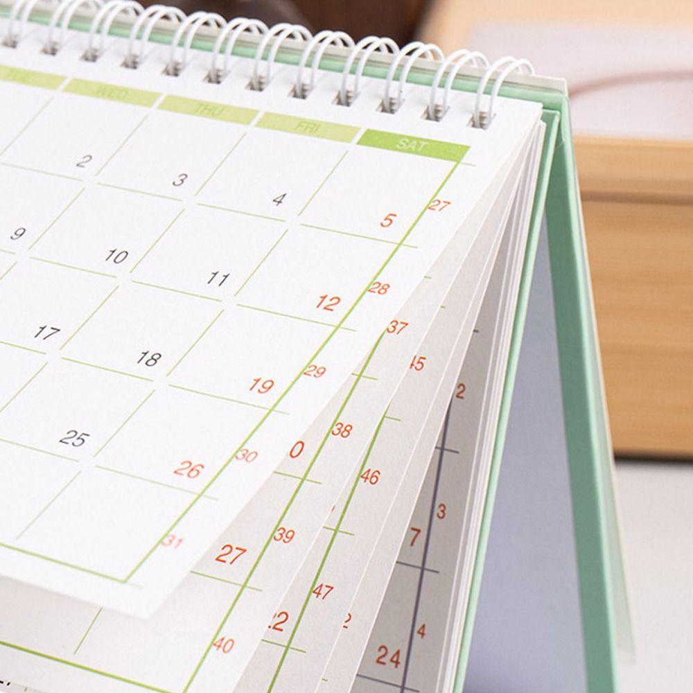 Standing Design 2027 Desktop Calendar Metal Coil Spiral Desk Calendar Home Study