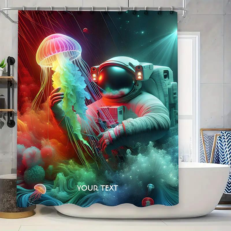 Sea Adventure Shower Curtain Waterproof Fabric Decorative Tiled Bathroom Decor Home Decoration Blue Gold Starfish Anchor Dolphin 90x180cm